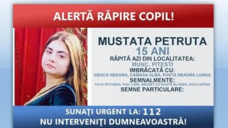 Alertă răpire copil. Poliția caută trei persoane care au luat cu forța o fată de 15 ani din fața unui bloc din Pitești